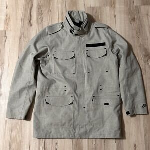 Nike M65 Jacket Mens‎ L Gray Sportswear Military Field Coat Hooded Rain Outdoor